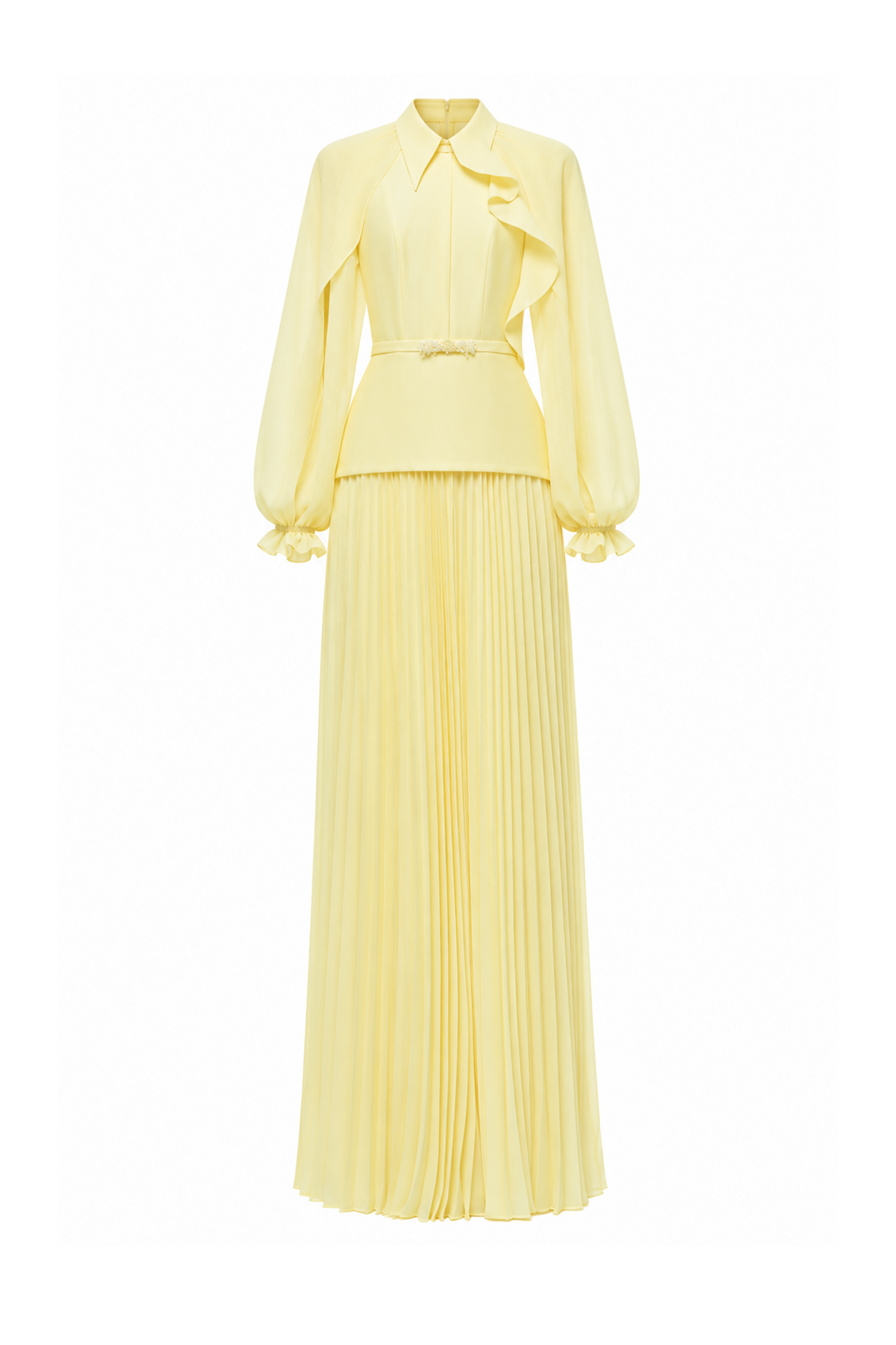 Pleated Ruffle Maxi Dress