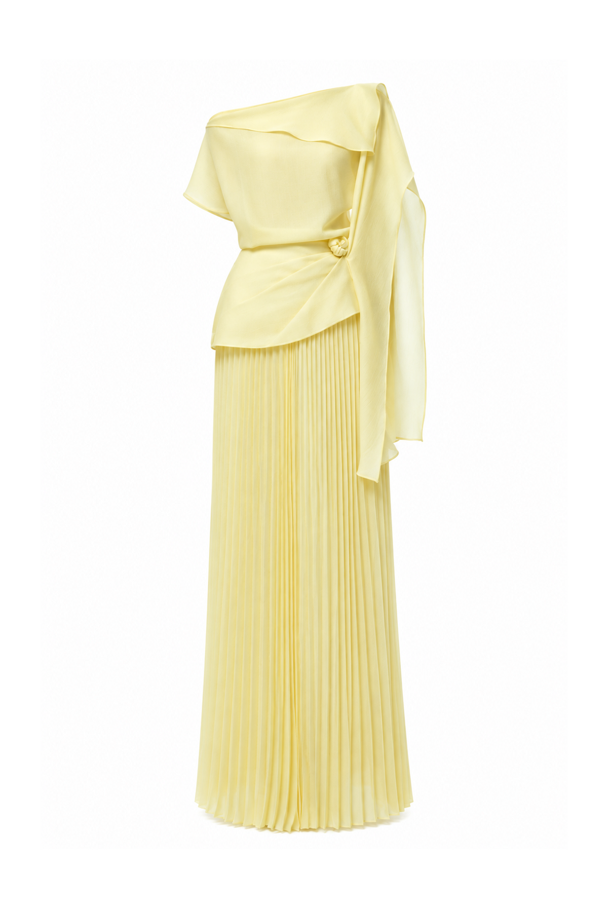 Asymmetric Draped Off-Shoulder Set Design