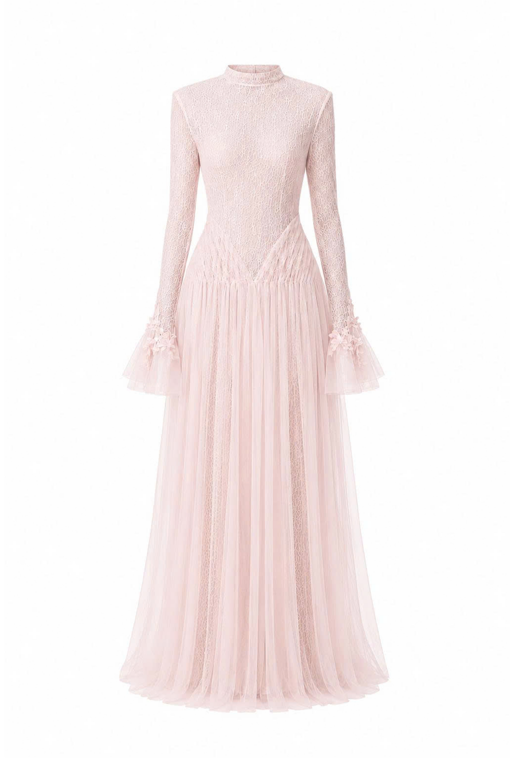 High-Neck Draped Hip Evening Gown
