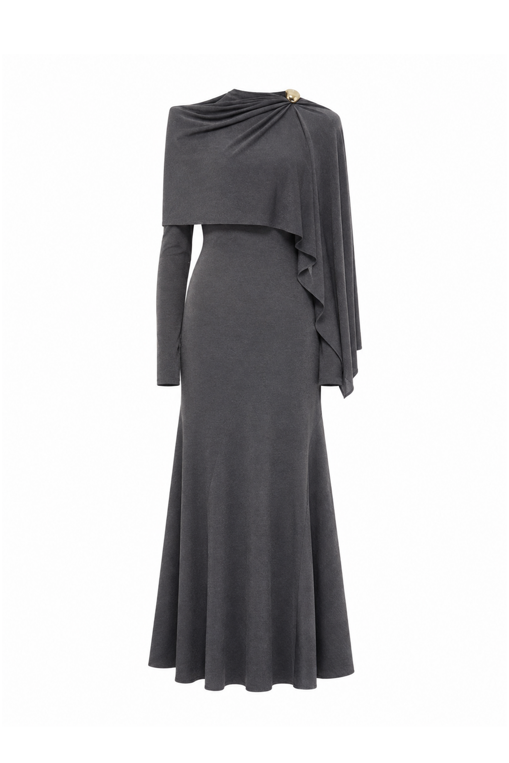 Sculpted High-Neck Fishtail Midi in Bezel