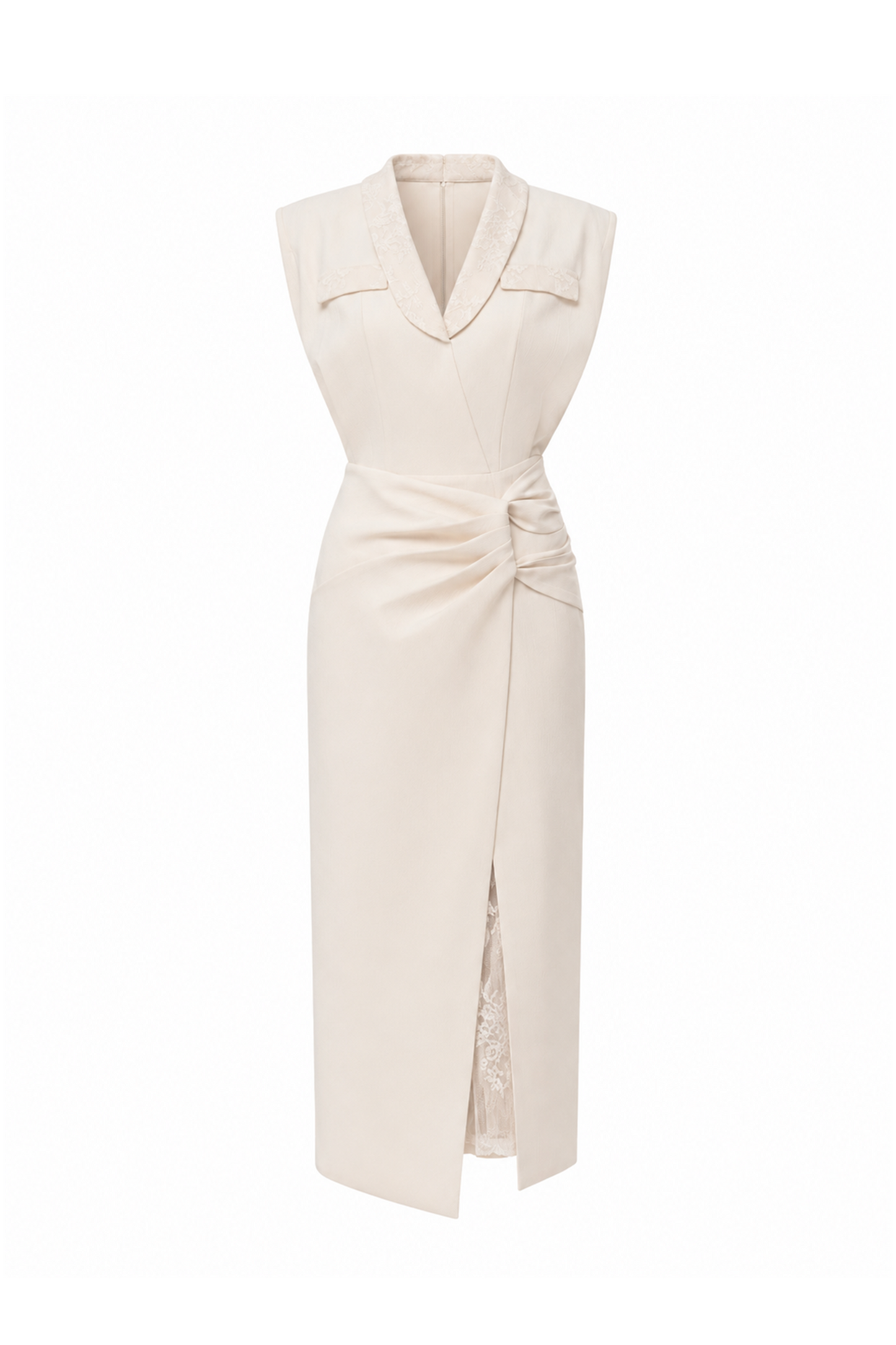 V-Neck Draped Midi Dress