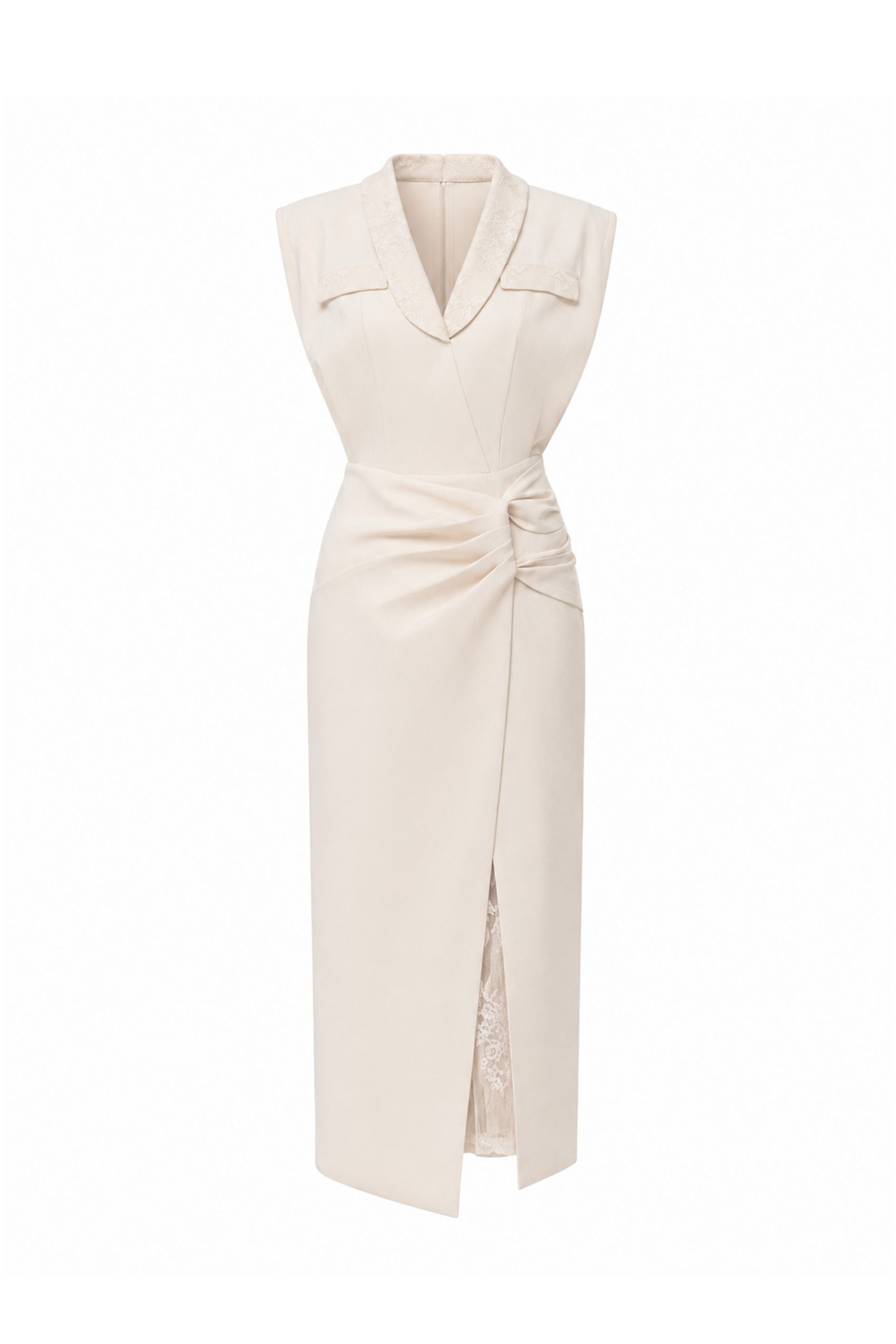 V-Neck Draped Midi Dress