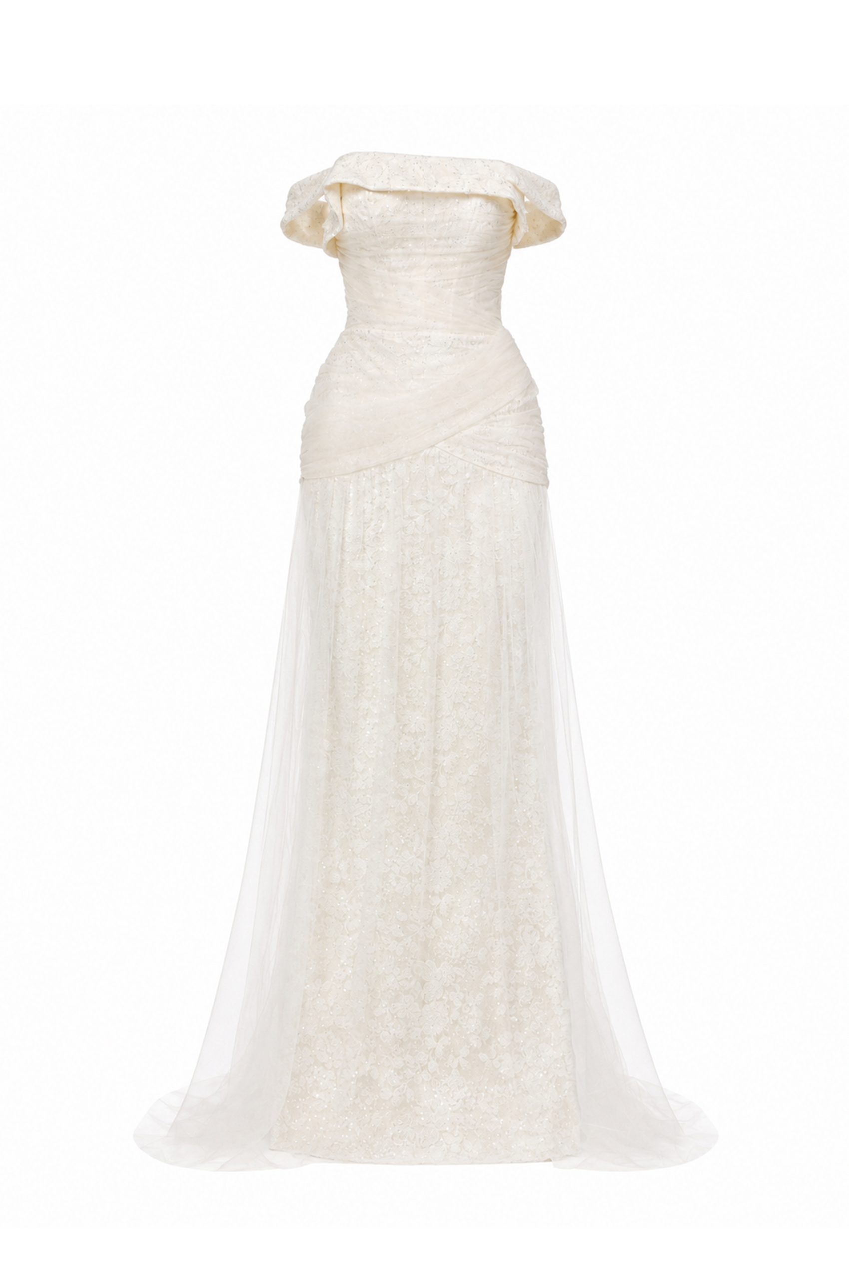 Corset Lace Gown with Sheer Cape