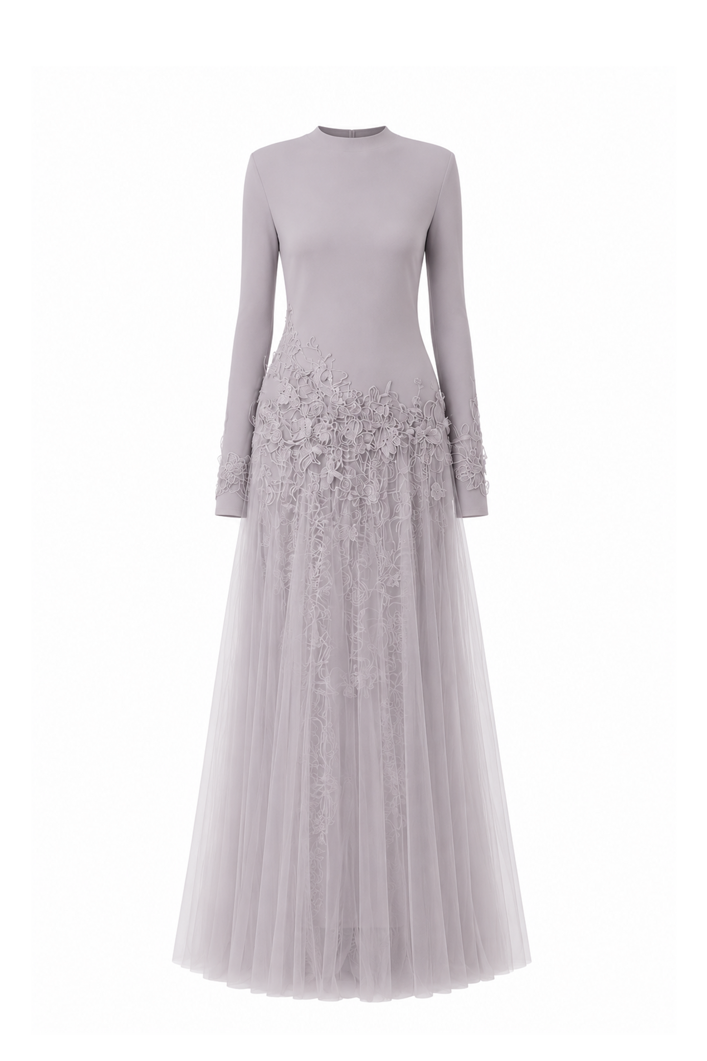 Long Dress with 3D Lace Floral