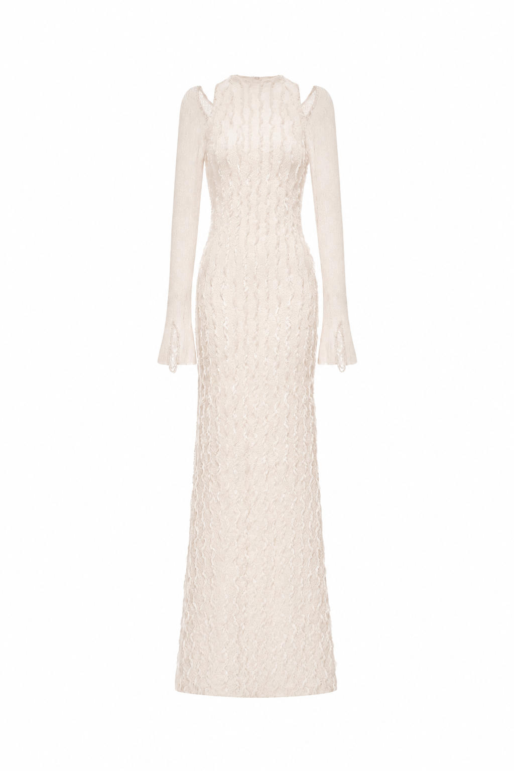 Textured 3D Feather Long Dress