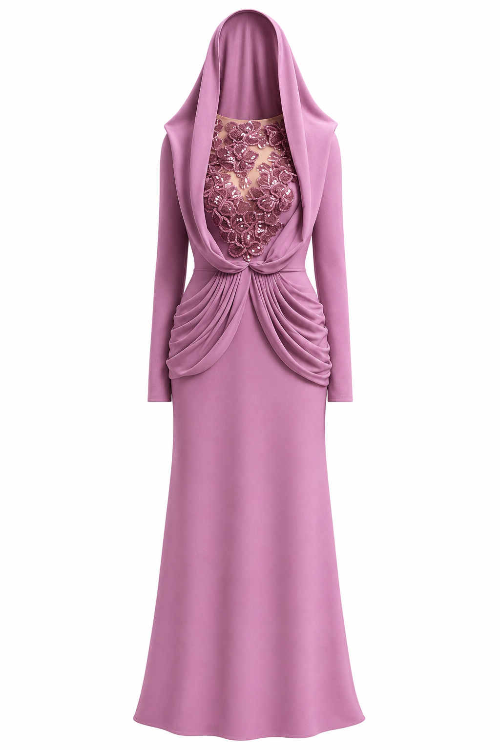 Ethereal Hooded Lace Evening Gown