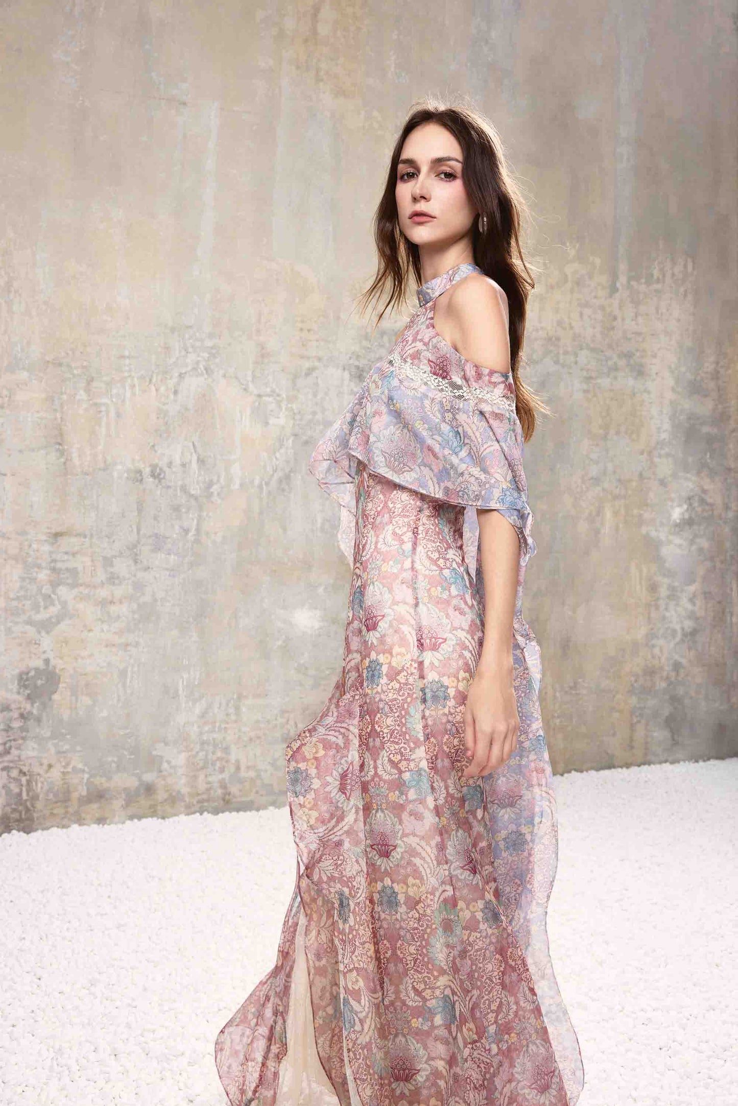 Baroque Halter Maxi Dress