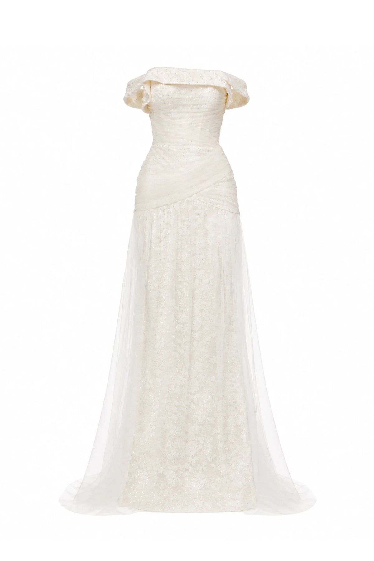 Corset Lace Gown with Sheer Cape