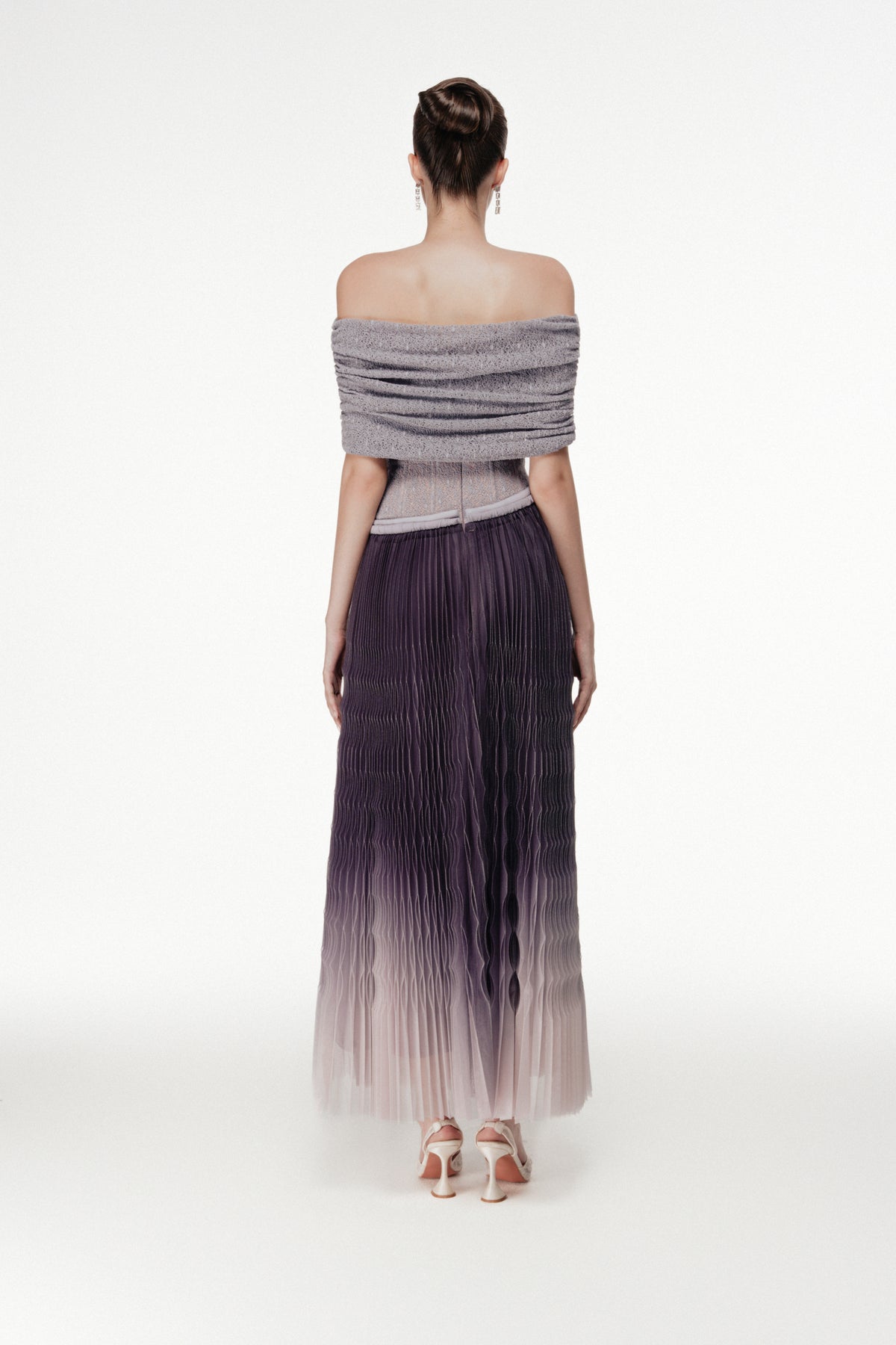 Ombre Pleated Corset Maxi Dress