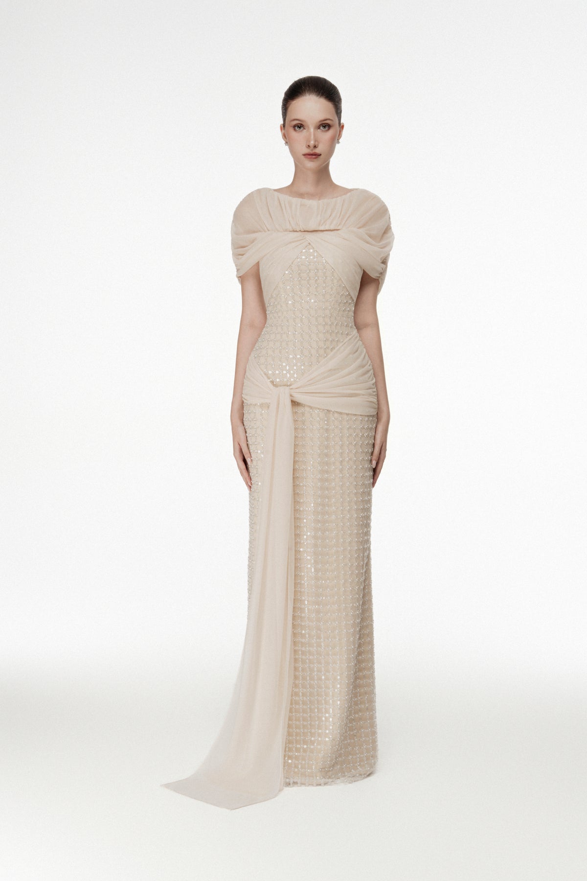 Embellished Draped Dress