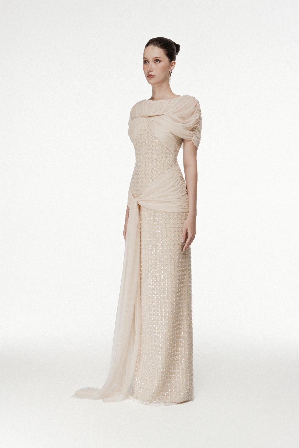 Embellished Draped Dress