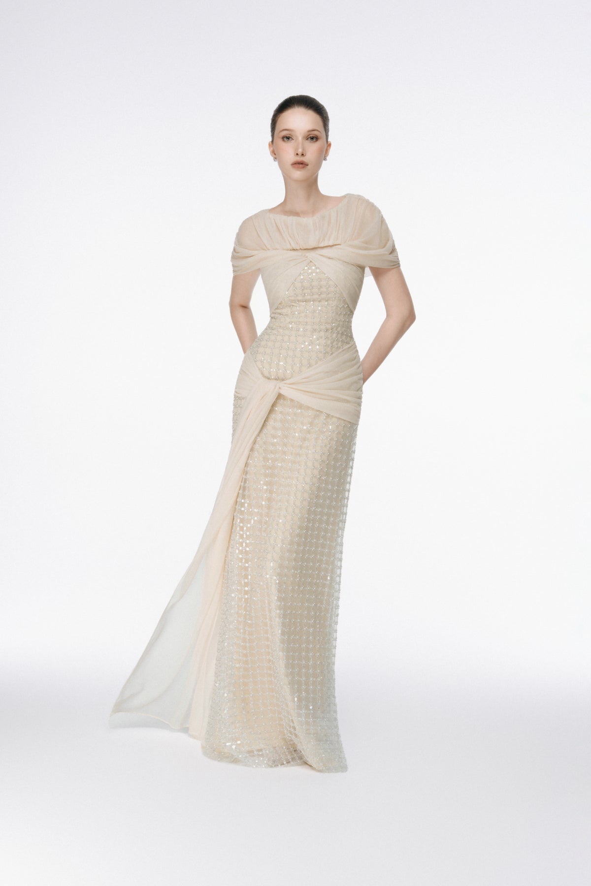 Embellished Draped Dress