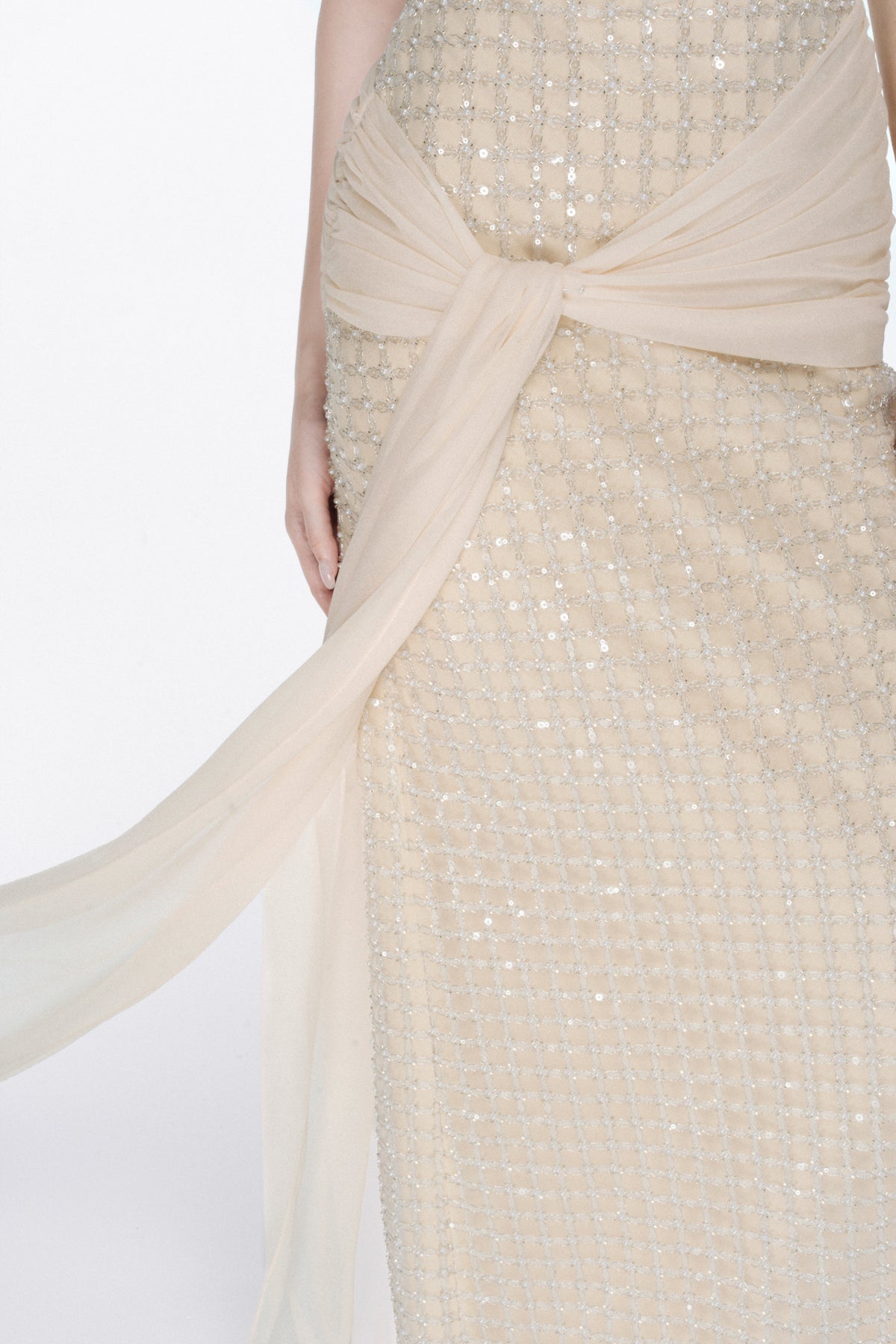 Embellished Draped Dress