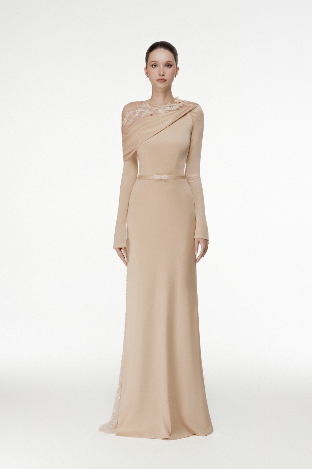 One-Shoulder Draped Mermaid Gown