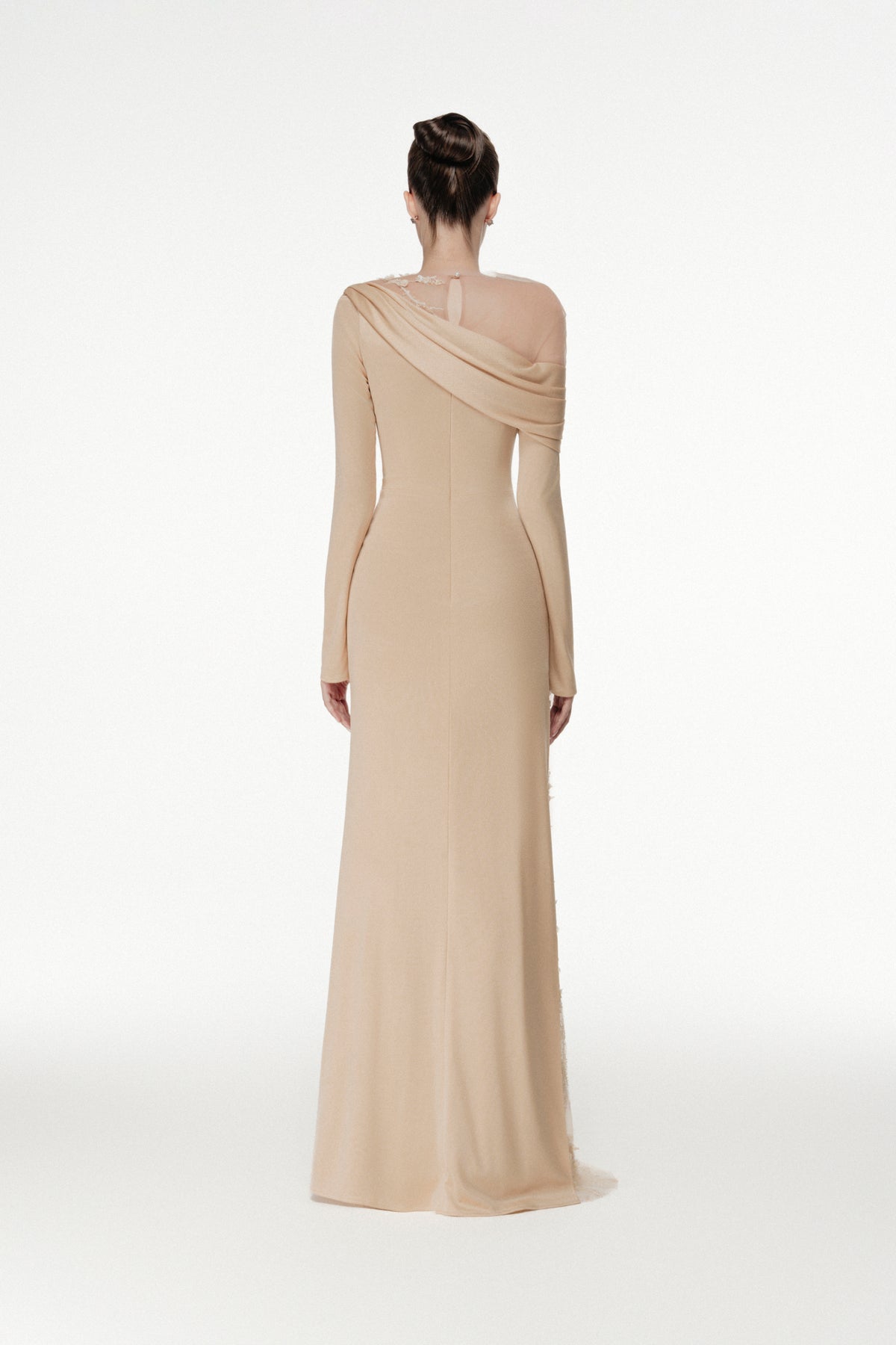 One-Shoulder Draped Mermaid Gown