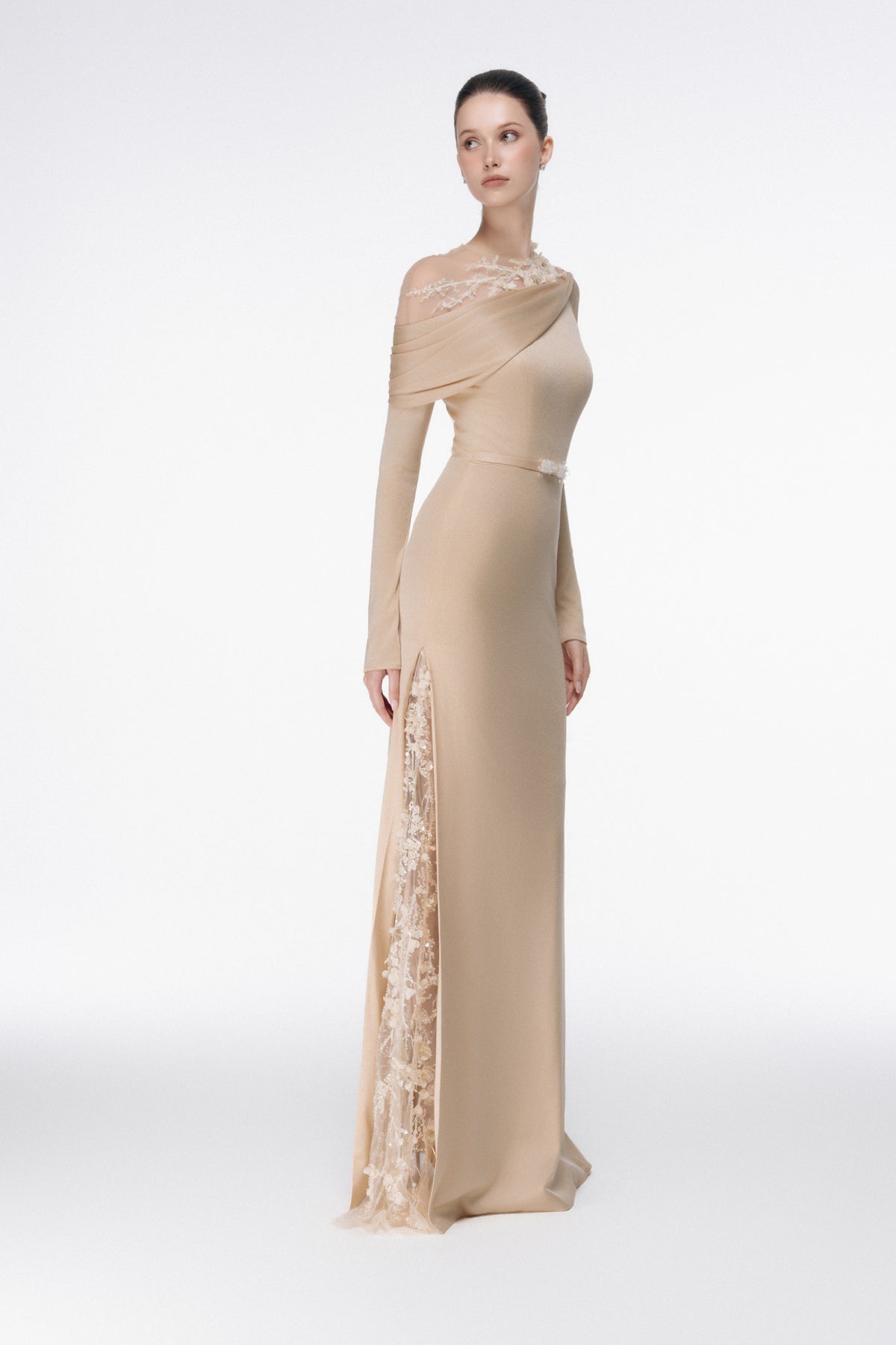 One-Shoulder Draped Mermaid Gown
