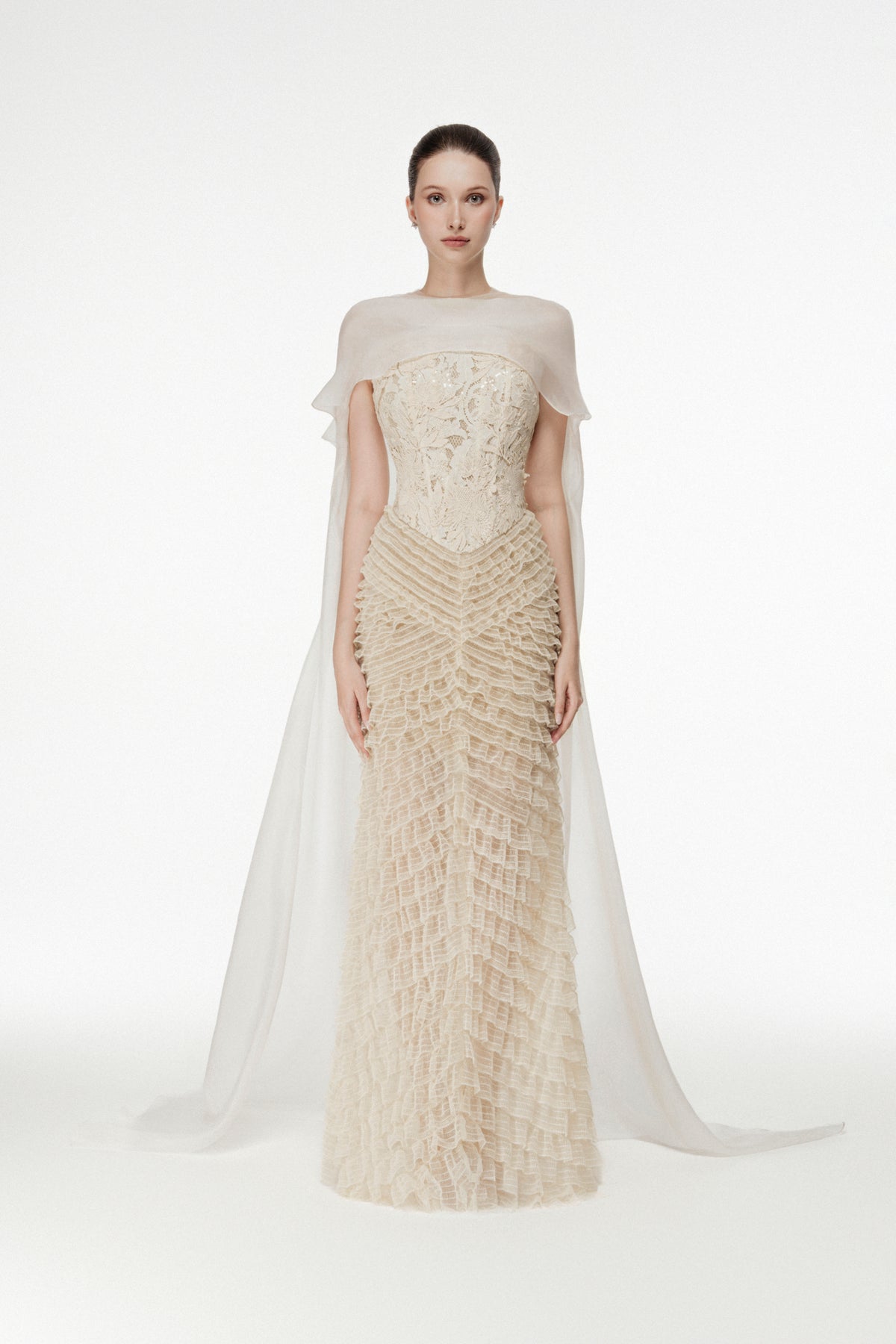 Lace Corset Tiered Ruffle Dress