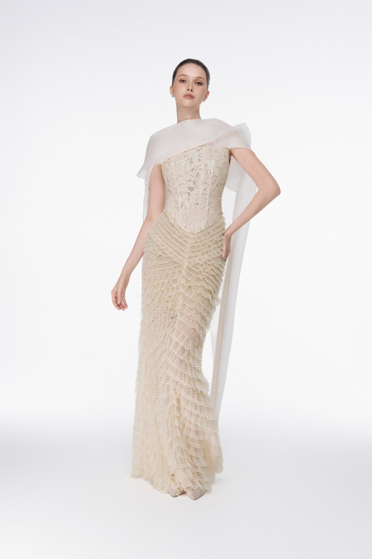Lace Corset Tiered Ruffle Dress