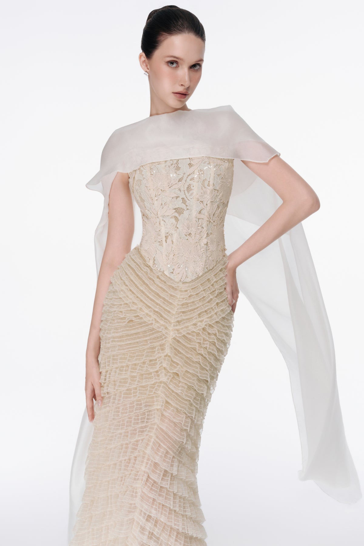 Lace Corset Tiered Ruffle Dress
