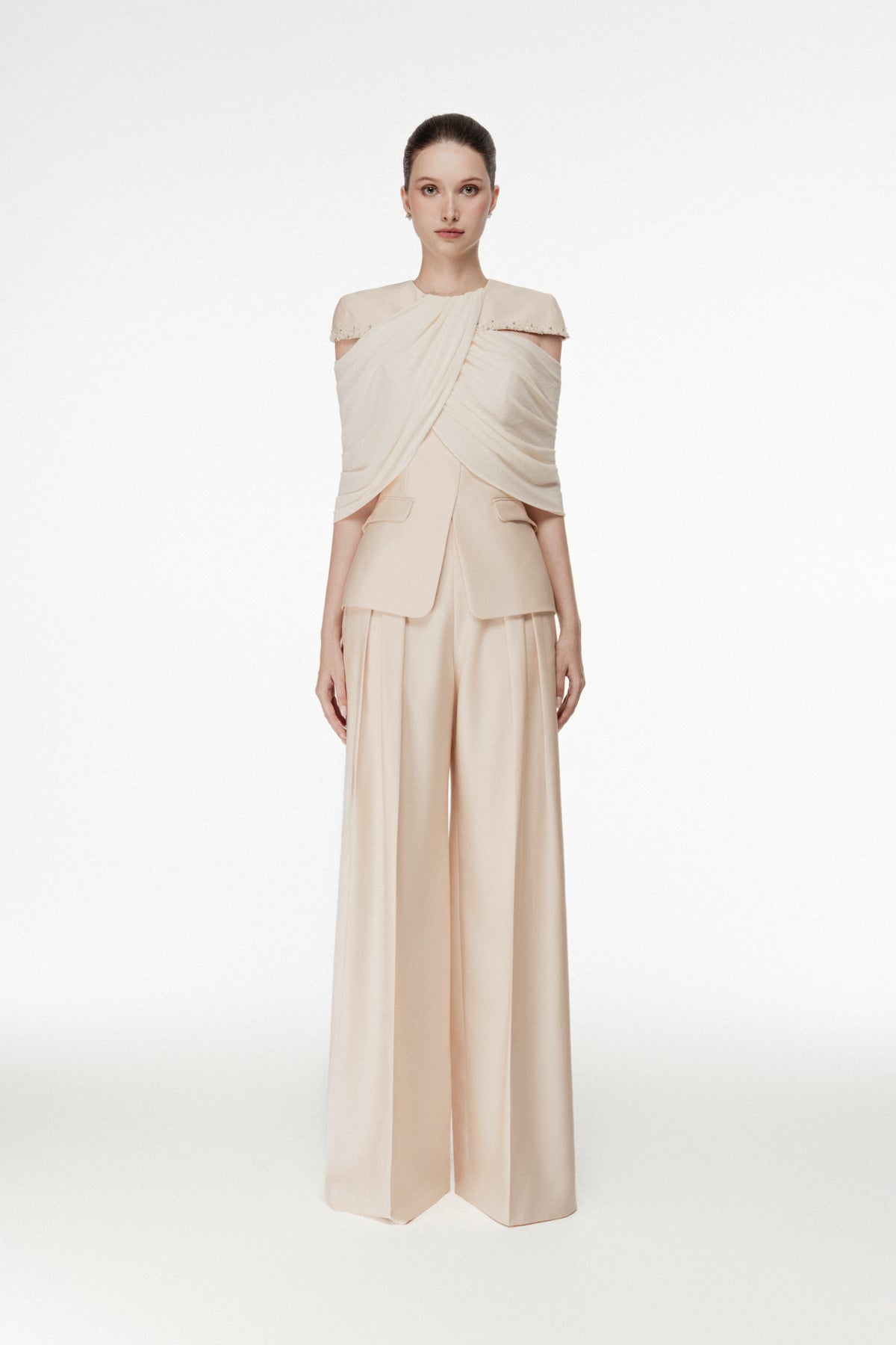 Off-Shoulder Draped Set Design