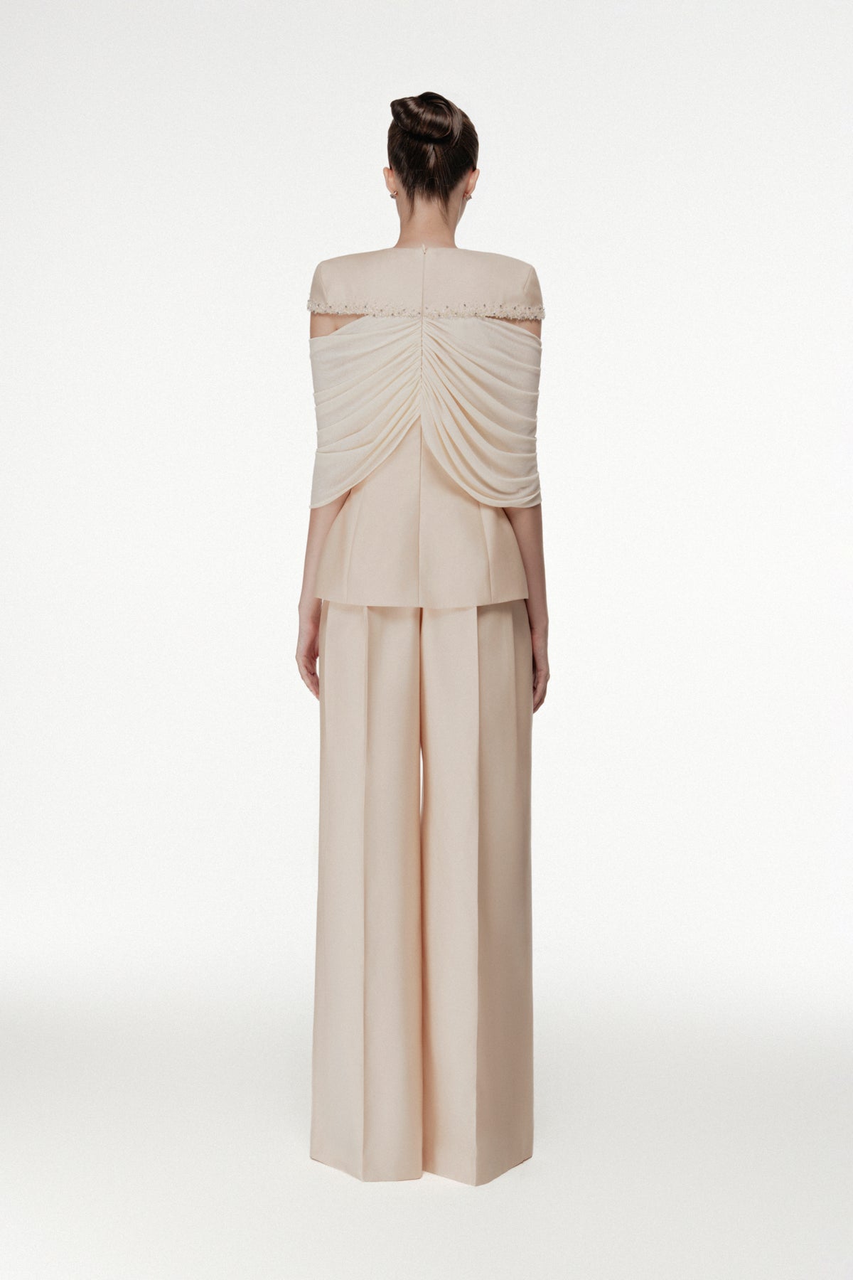 Off-Shoulder Draped Set Design