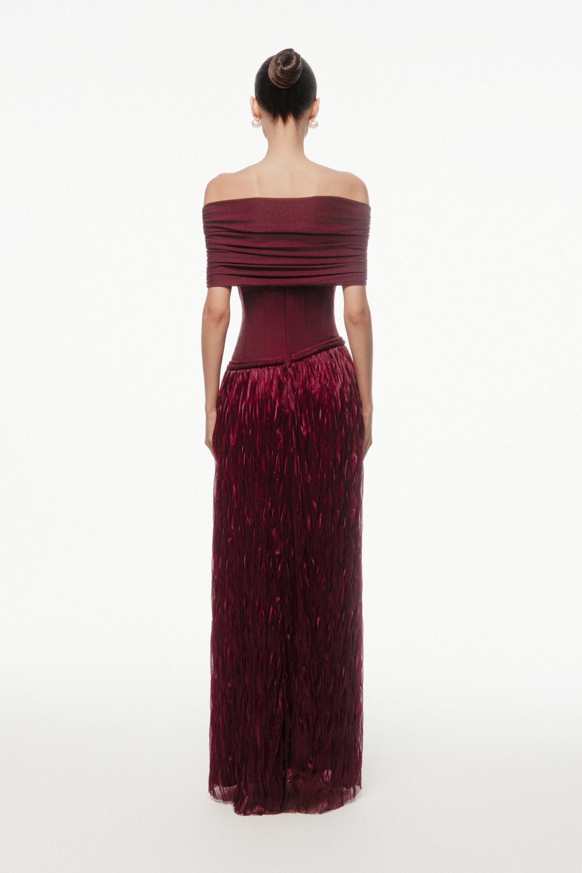 Off-Shoulder Corset Textured Dress