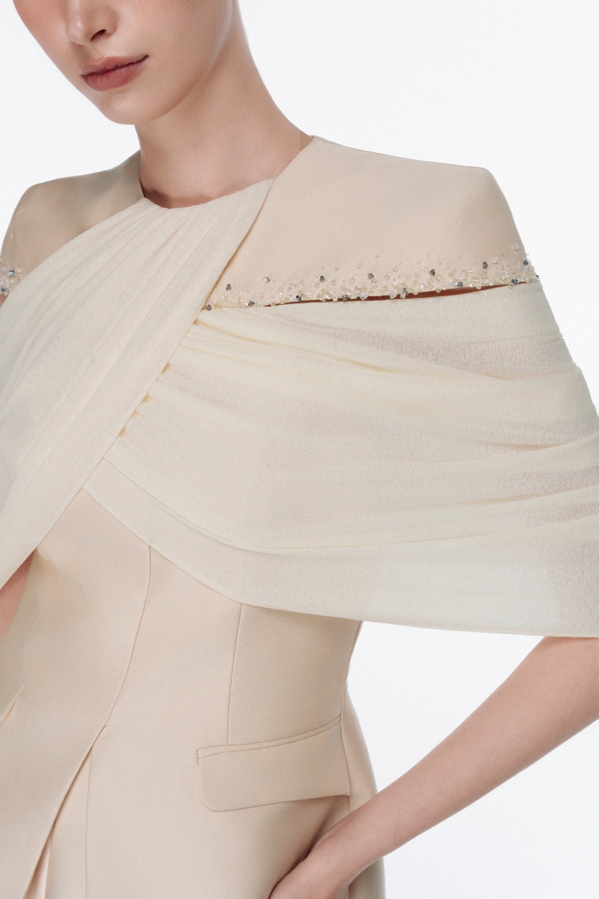 Off-Shoulder Draped Set Design
