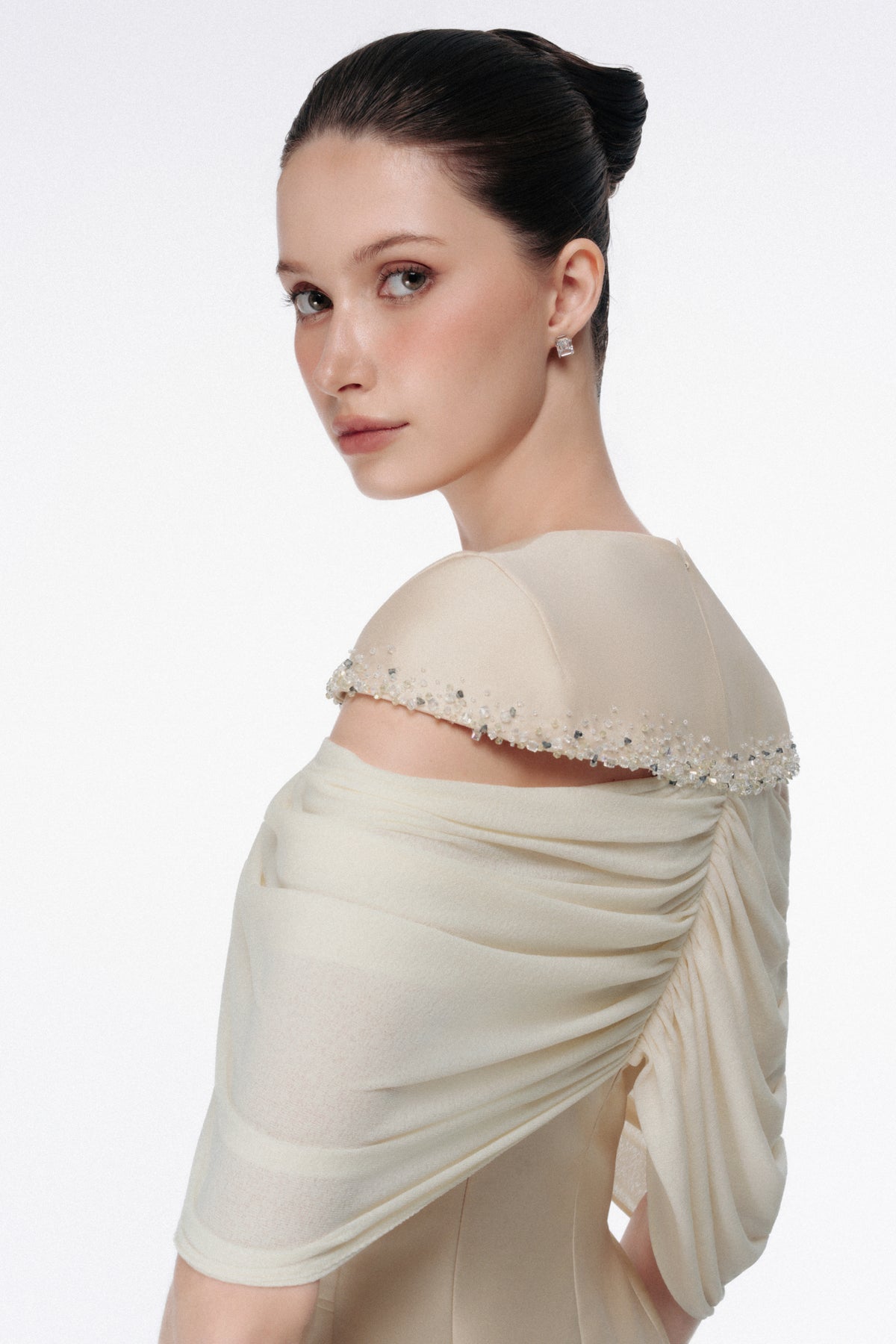 Off-Shoulder Draped Set Design