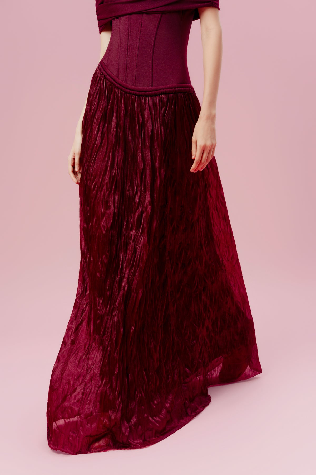 Off-Shoulder Corset Textured Dress