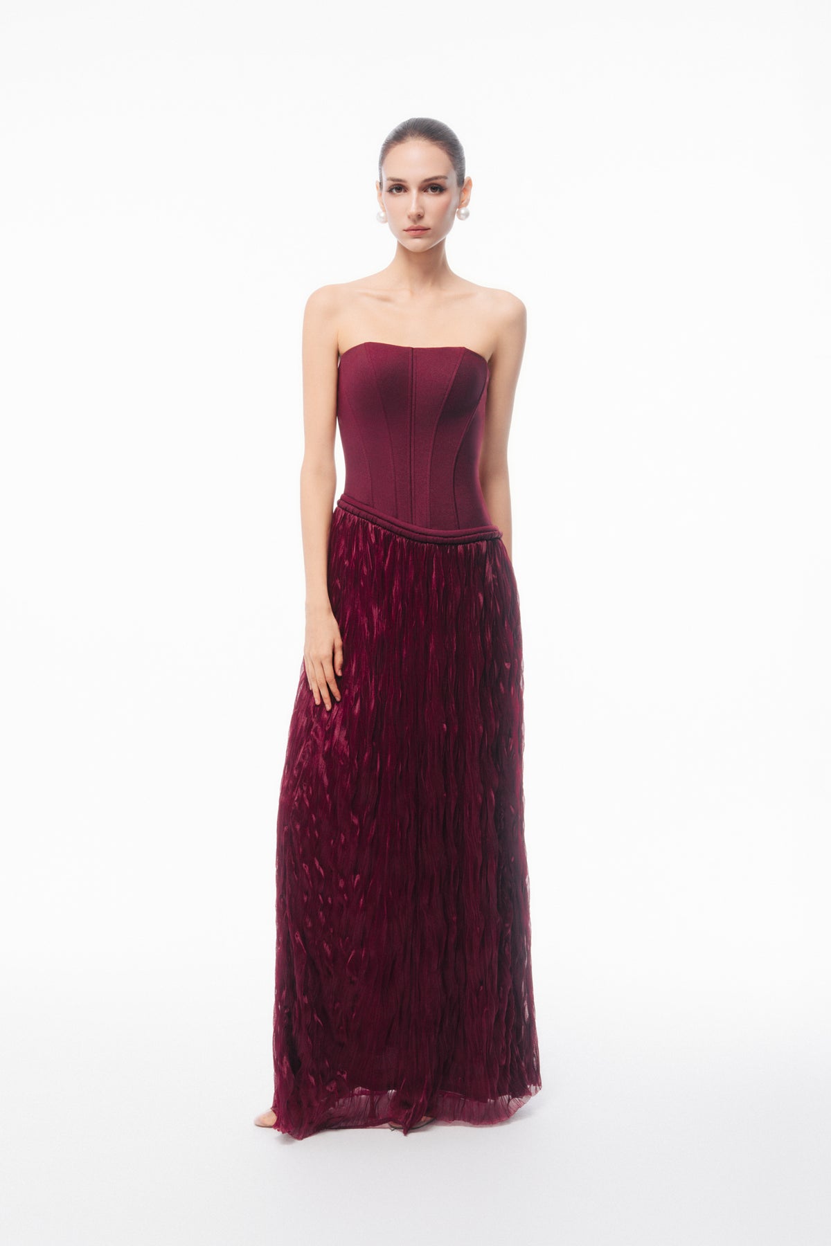 Off-Shoulder Corset Textured Dress
