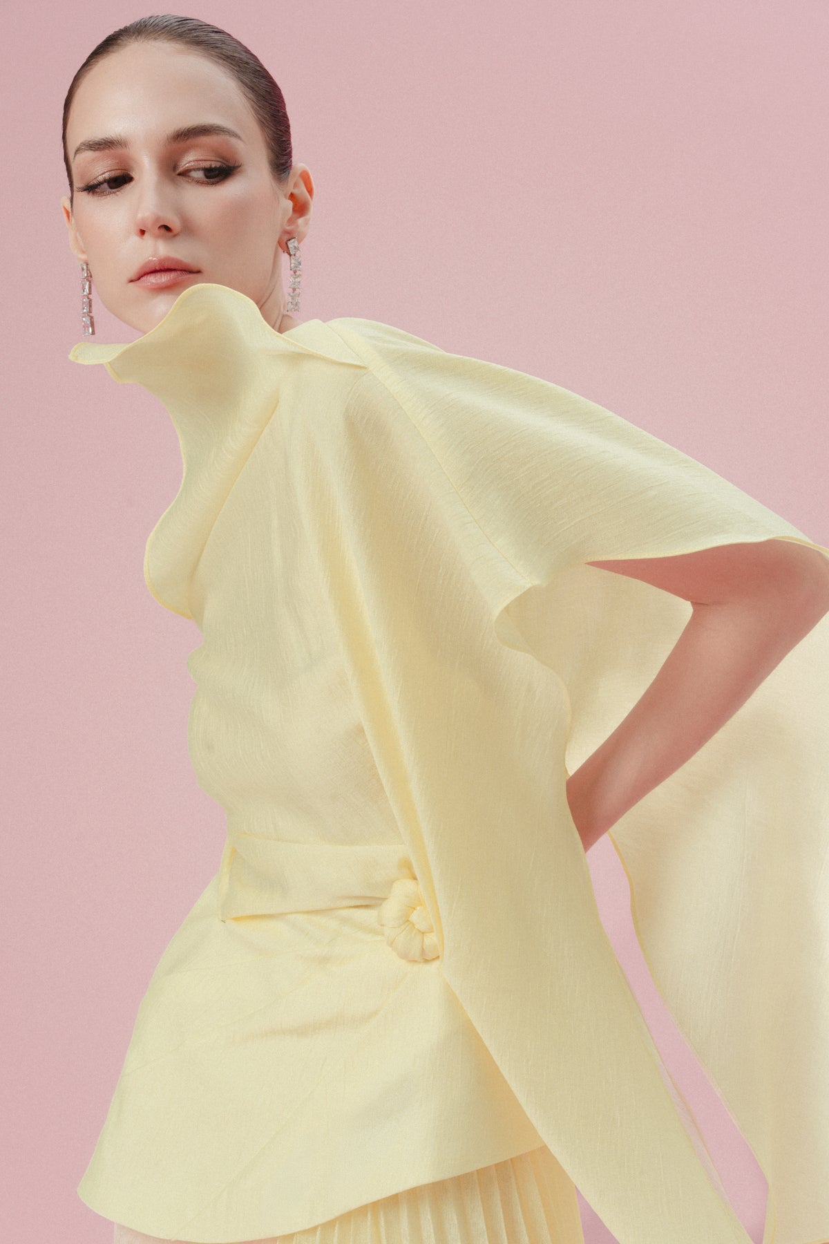 Asymmetric Draped Off-Shoulder Set Design