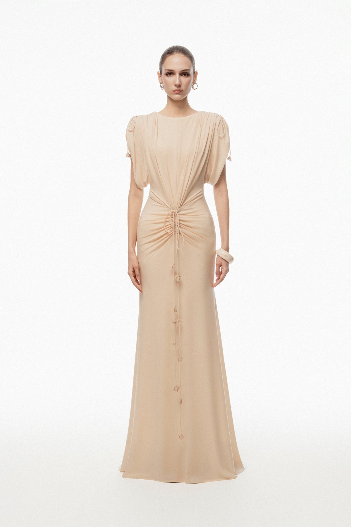 Ruched Waist Draped Maxi Dress