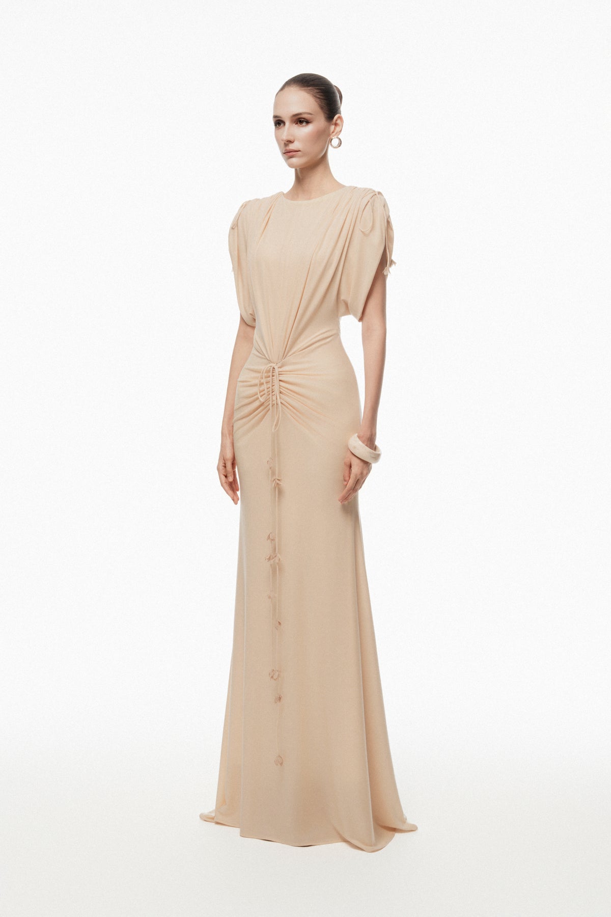 Ruched Waist Draped Maxi Dress