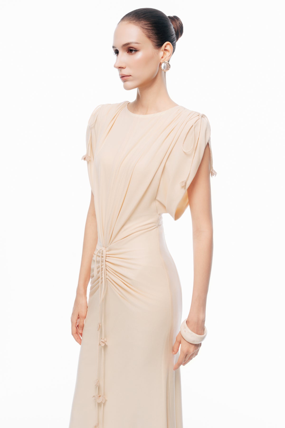 Ruched Waist Draped Maxi Dress