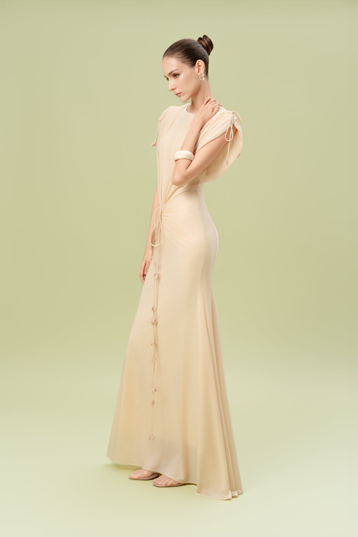 Ruched Waist Draped Maxi Dress