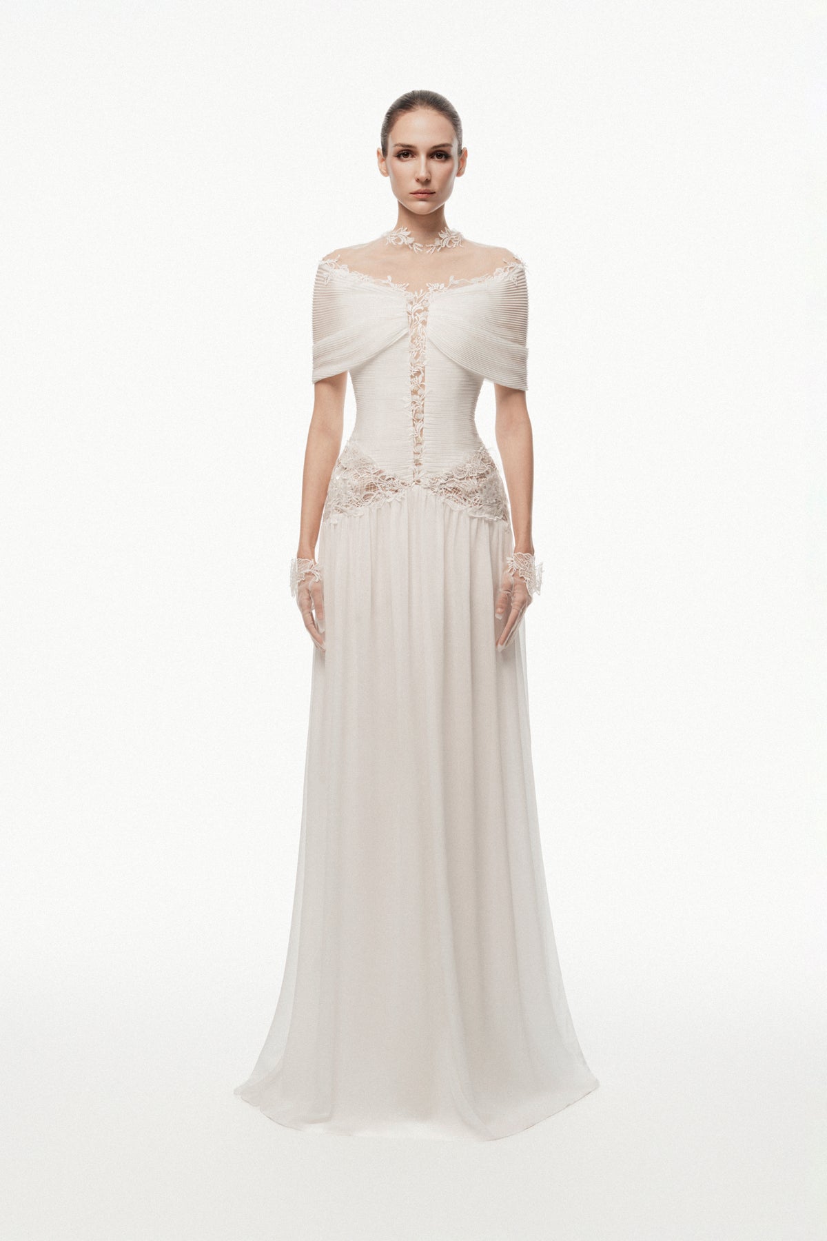 Off-Shoulder Lace Mixi Dress