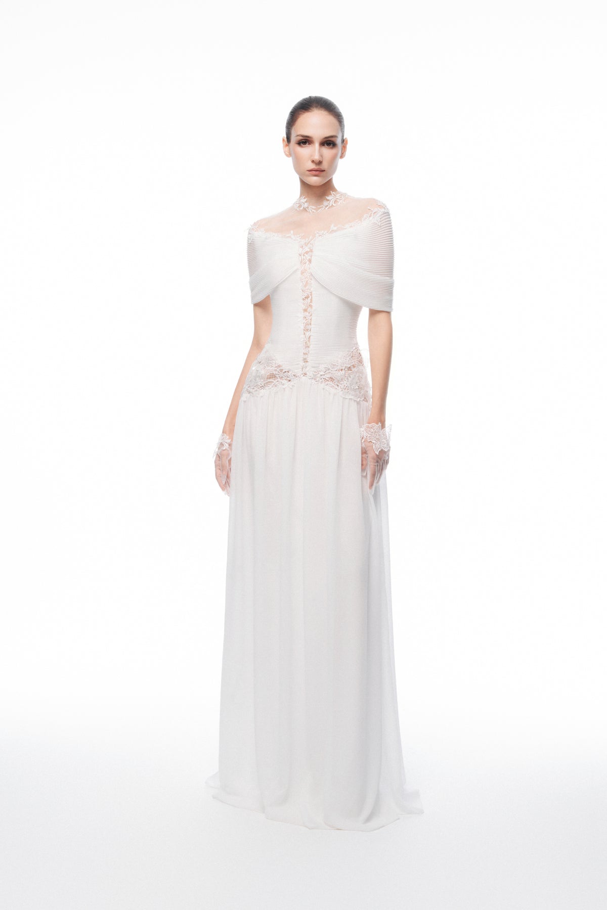 Off-Shoulder Lace Mixi Dress