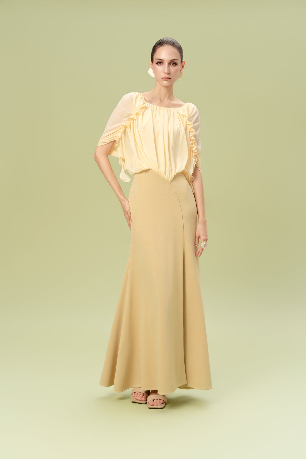 Ruffle Draped Maxi Dress