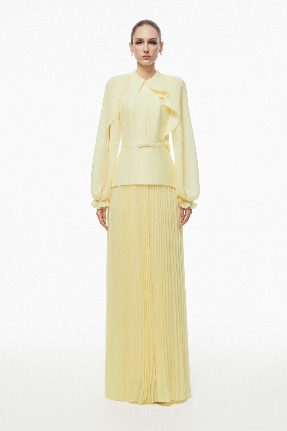 Pleated Ruffle Maxi Dress