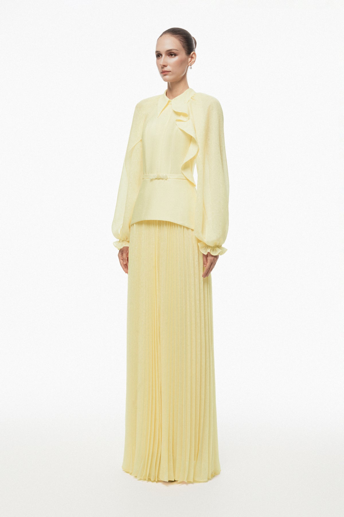 Pleated Ruffle Maxi Dress