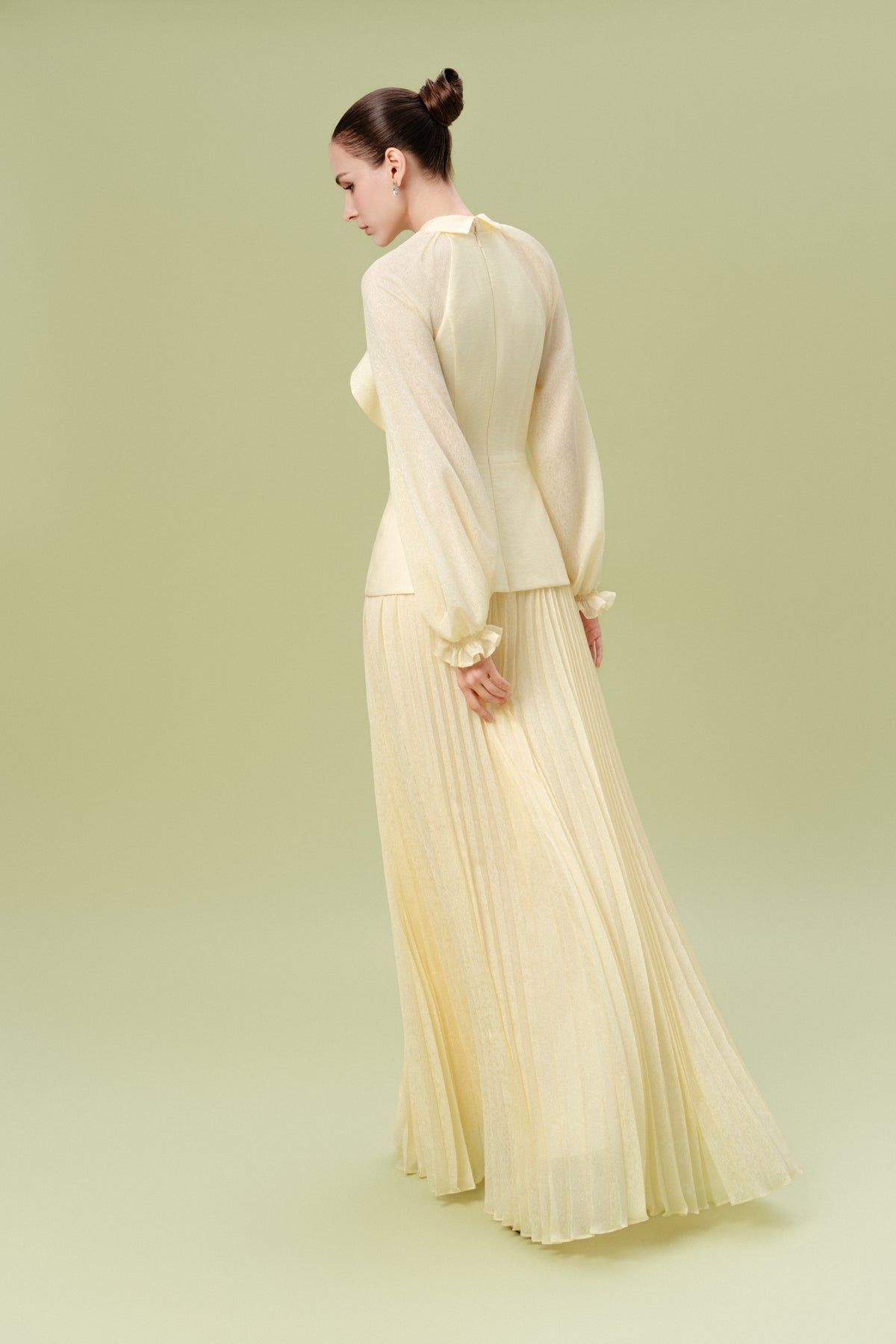 Pleated Ruffle Maxi Dress