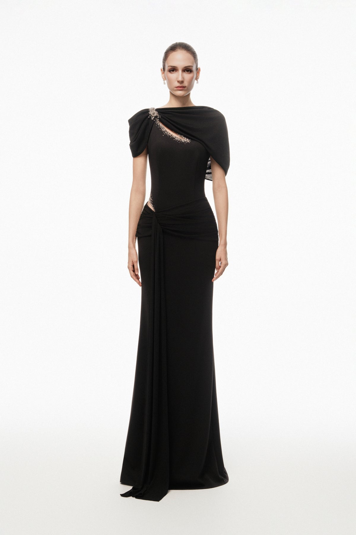 Crystal Cut-Out Draped Dress