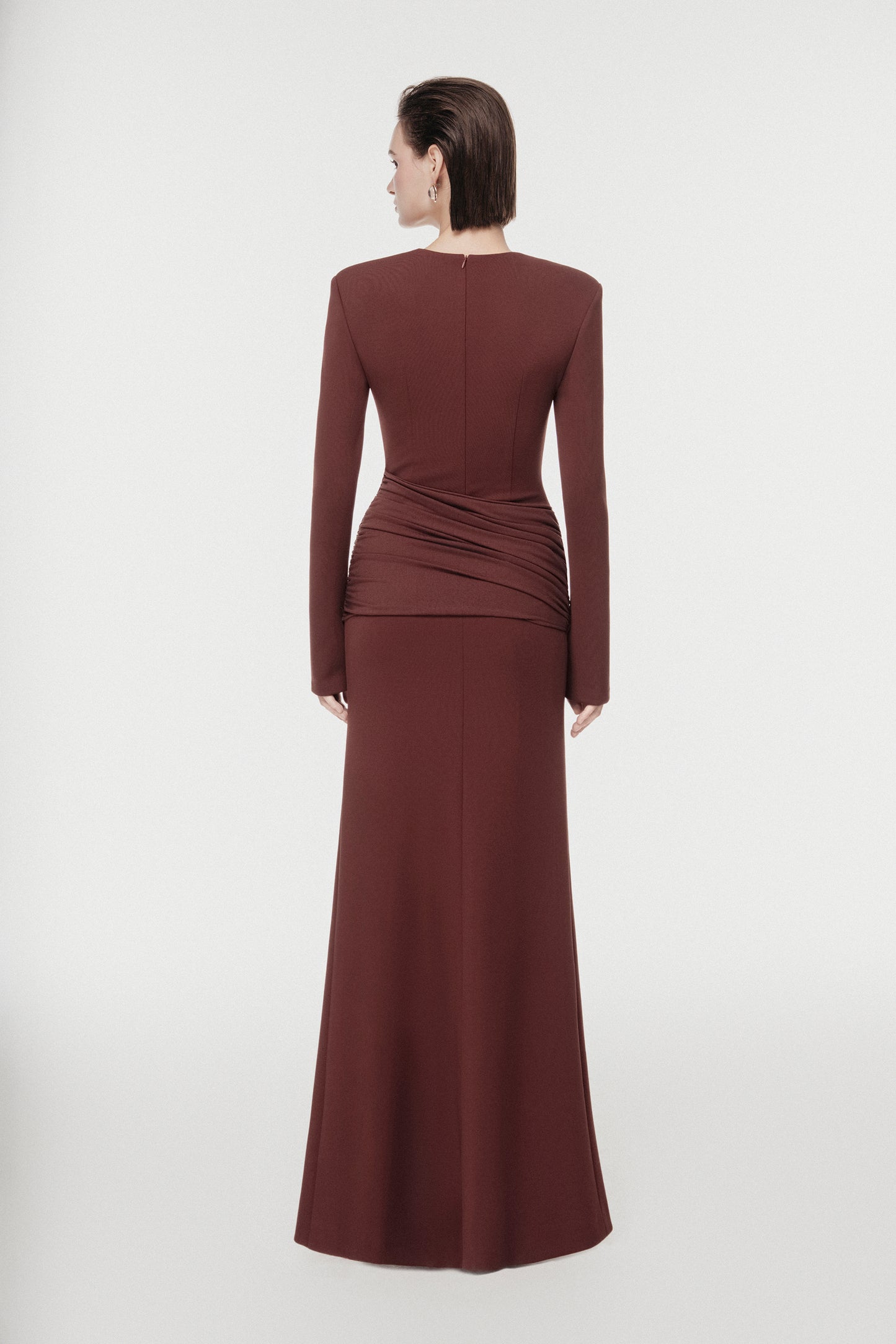 Minimal Draped-Waist Maxi Dress