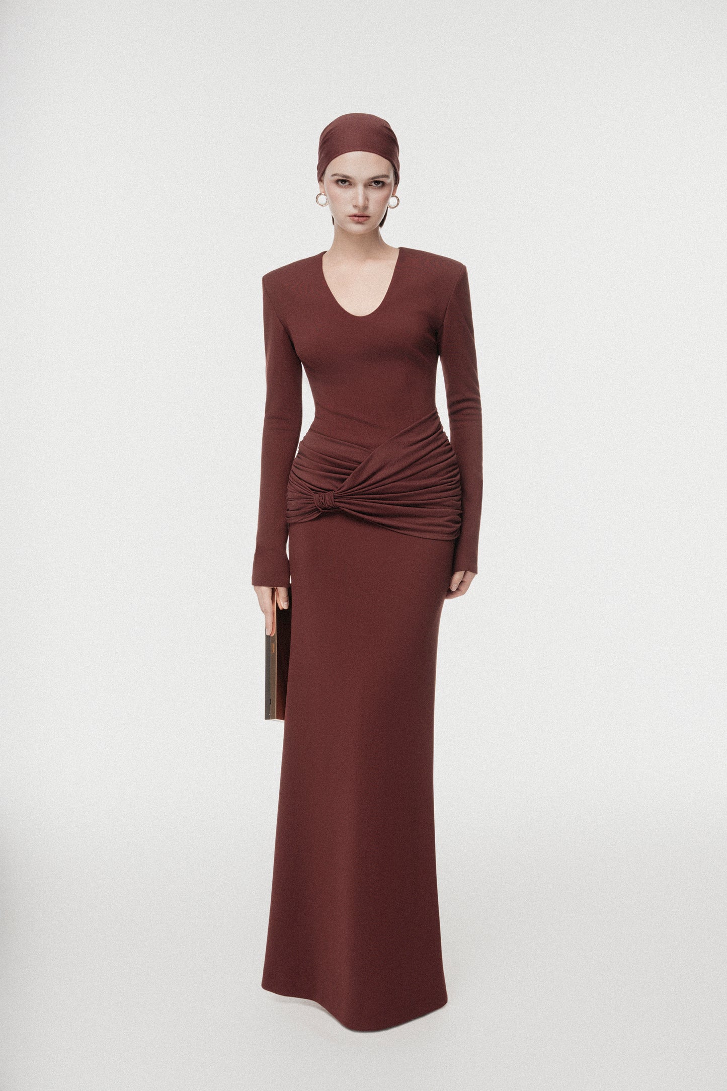 Minimal Draped-Waist Maxi Dress