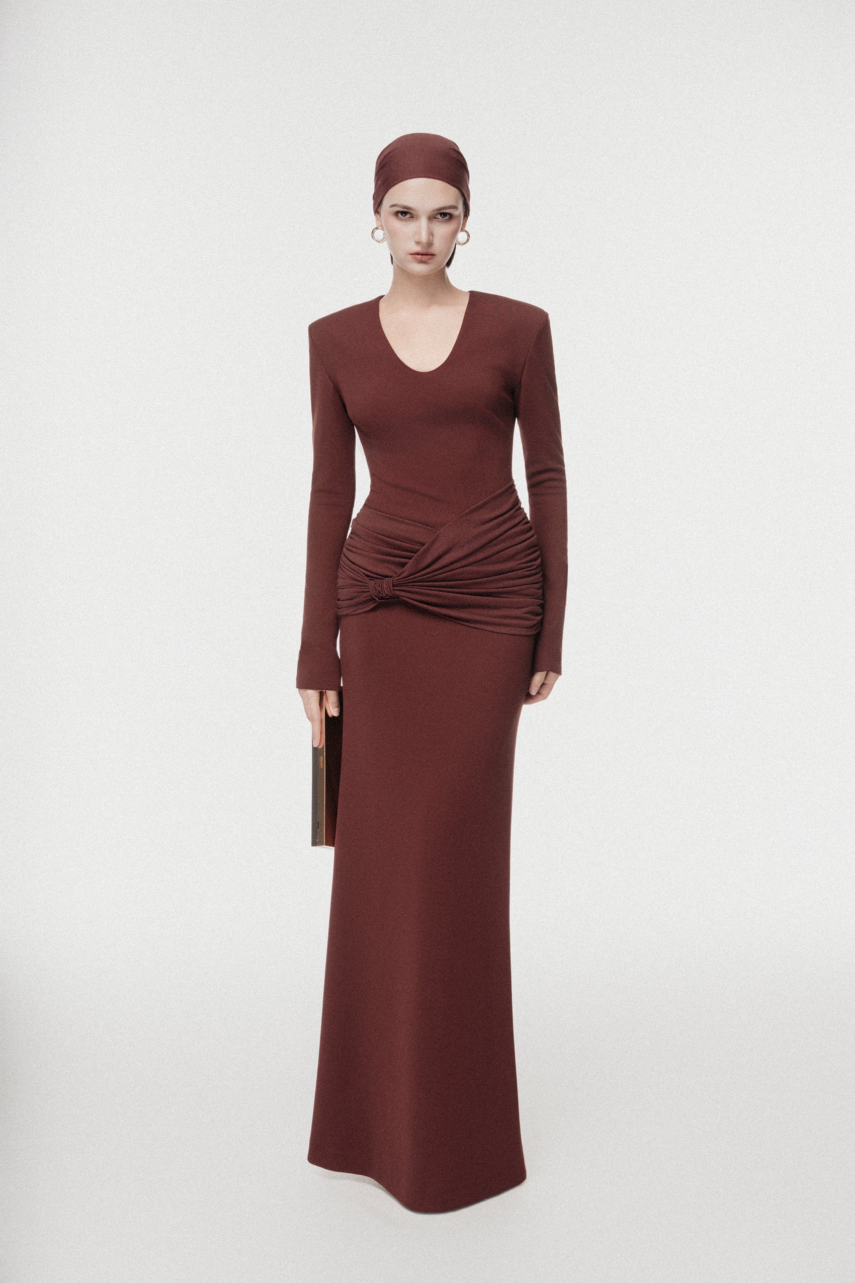Minimal Draped-Waist Maxi Dress