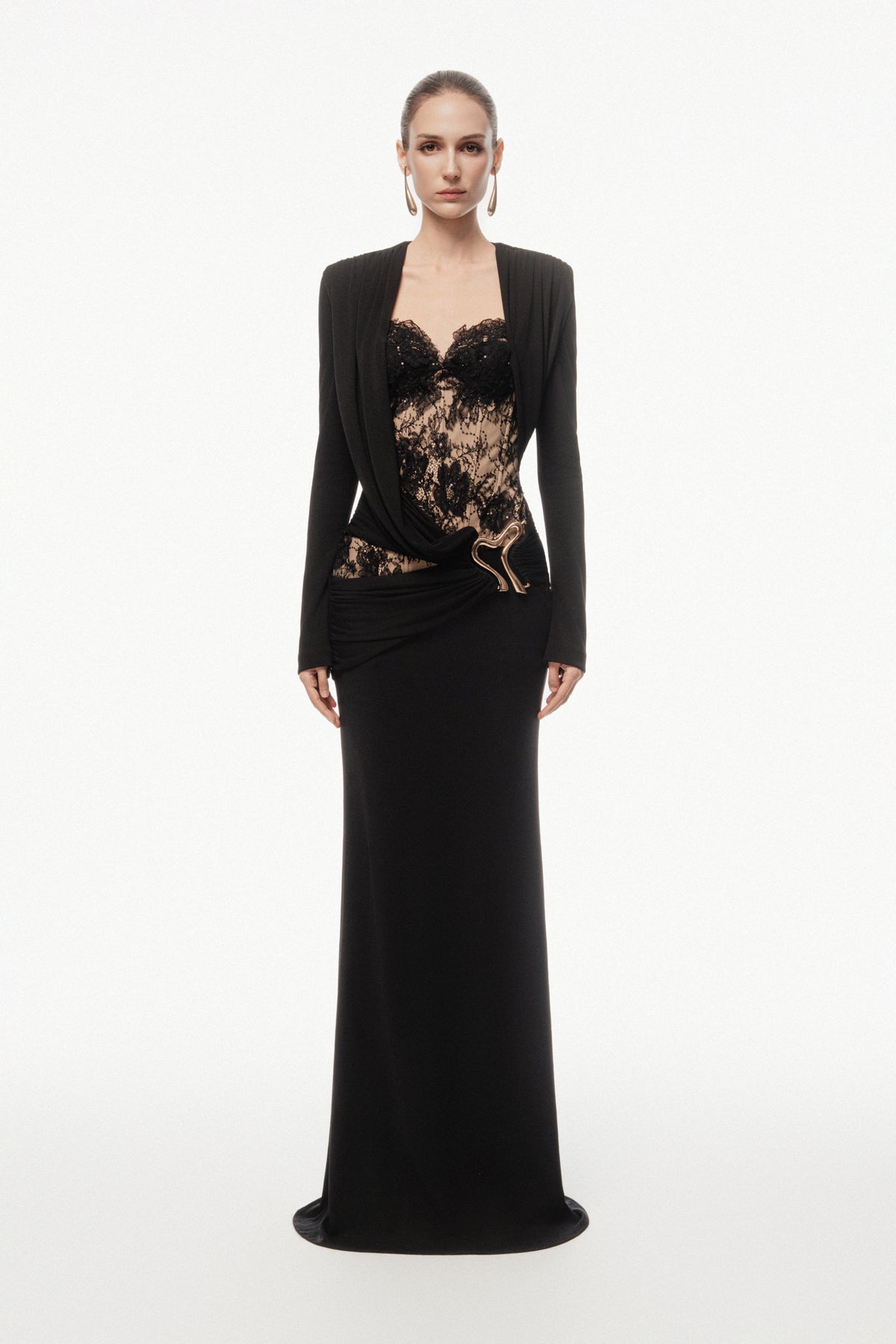 Lace Bodice Draped Grown
