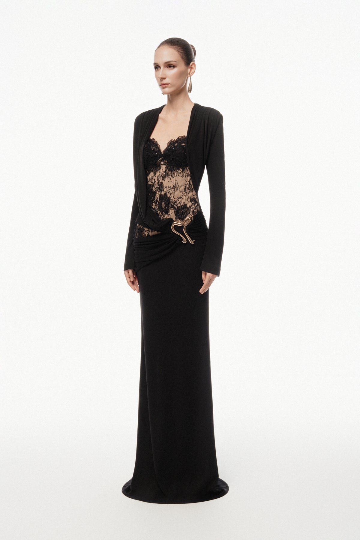 Lace Bodice Draped Grown