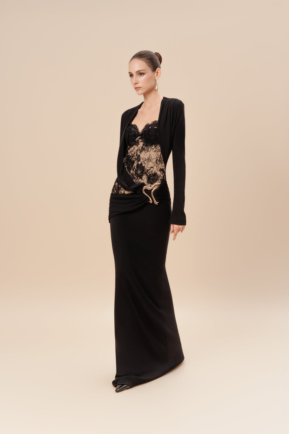 Lace Bodice Draped Grown