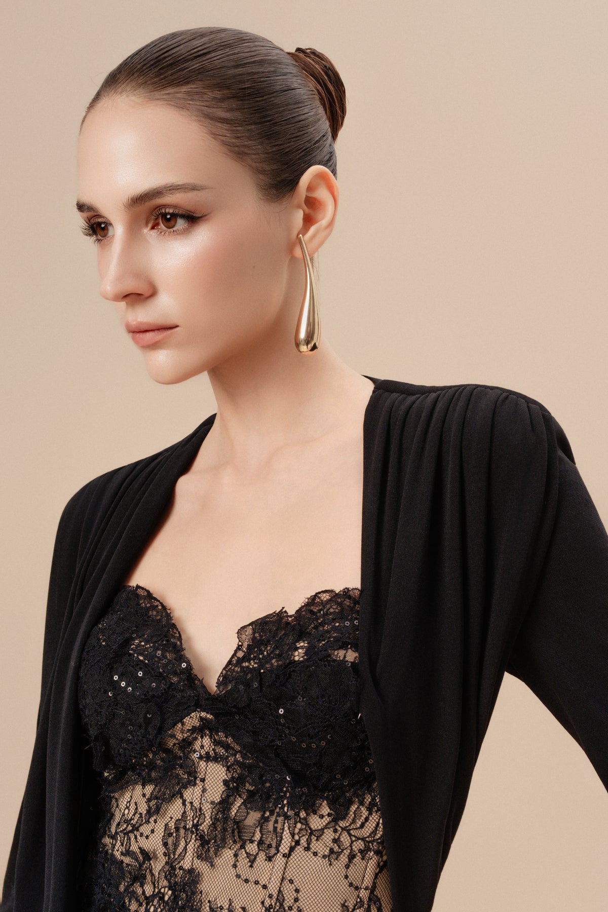 Lace Bodice Draped Grown