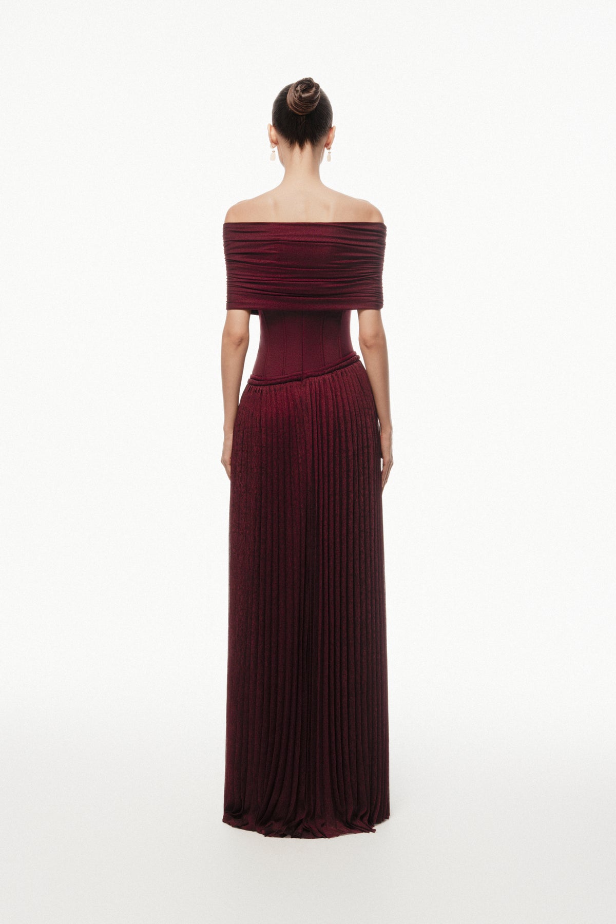 Off-Shoulder Corset Pleated Dress
